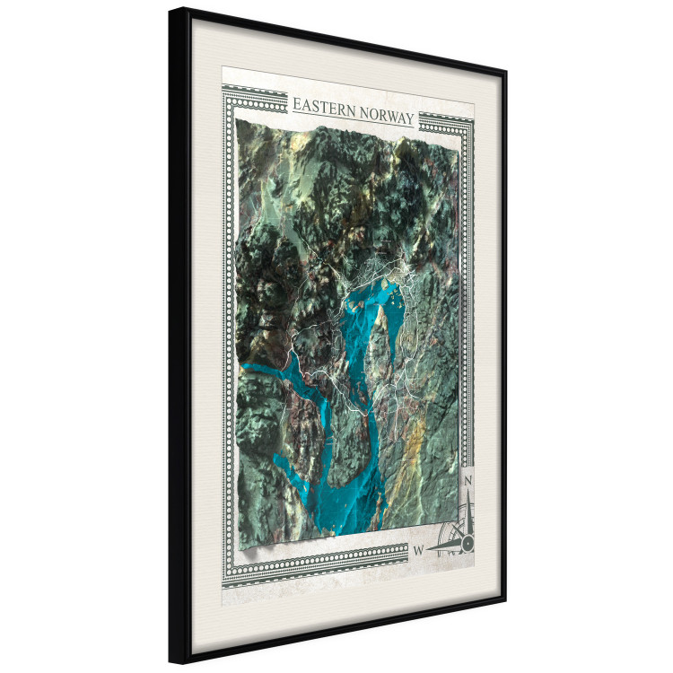 Wall Poster Isometric Map: Eastern Norway - view of green mountains and sea 118510 additionalImage 3