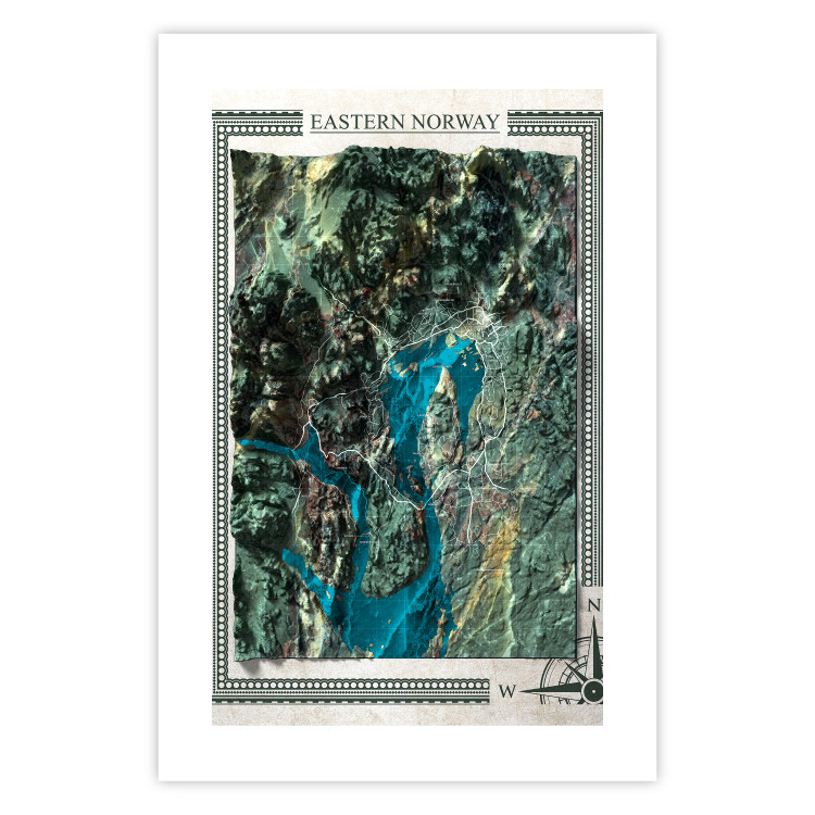 Wall Poster Isometric Map: Eastern Norway - view of green mountains and sea 118510 additionalImage 25