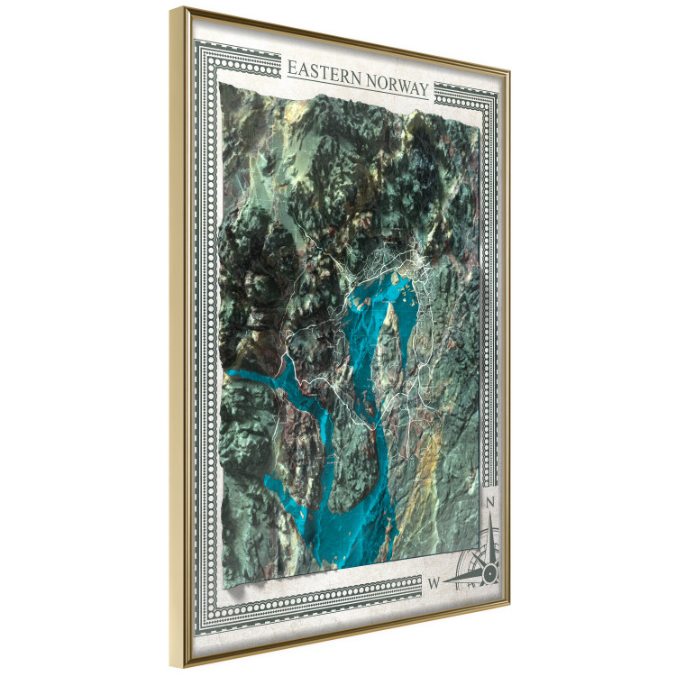 Wall Poster Isometric Map: Eastern Norway - view of green mountains and sea 118510 additionalImage 12