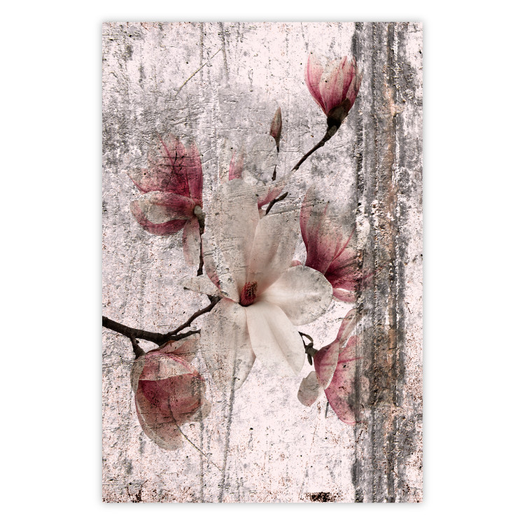 Wall Poster Memorial Magnolia - botanical composition with vintage-style flowers 118610