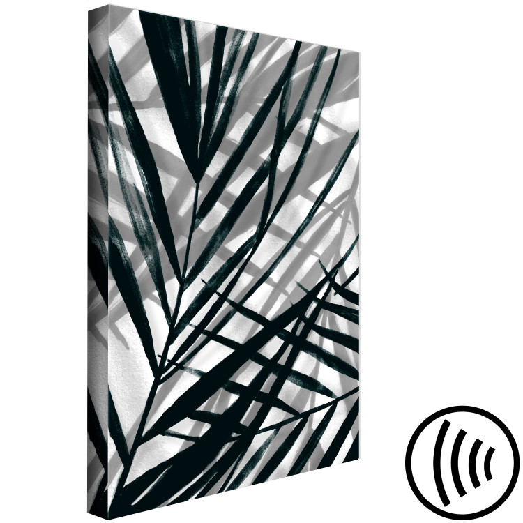 Canvas Print Leafy shadows - gray plant elements with black shadows 119010 additionalImage 6