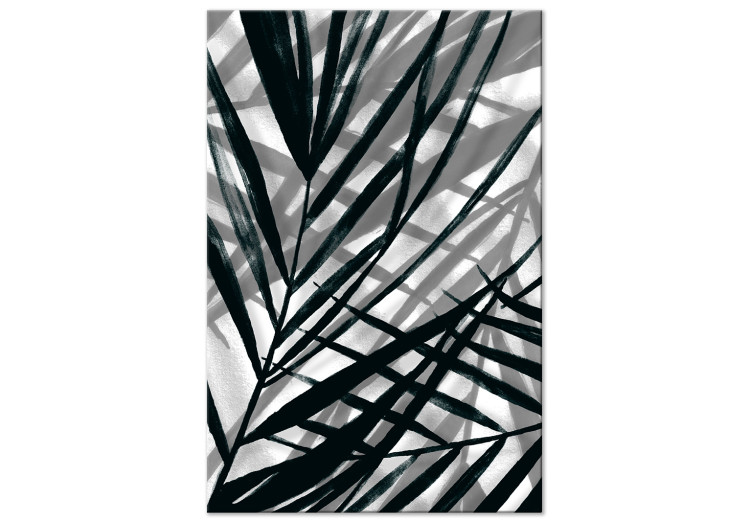 Canvas Print Leafy shadows - gray plant elements with black shadows 119010