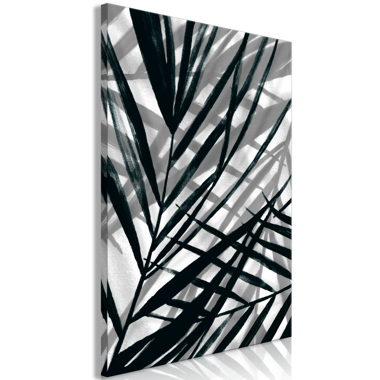 Canvas Print Leafy shadows - gray plant elements with black shadows 119010 additionalImage 2