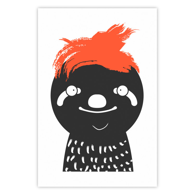Wall Poster Crazy Sloth - funny gray animal with orange hair 122910