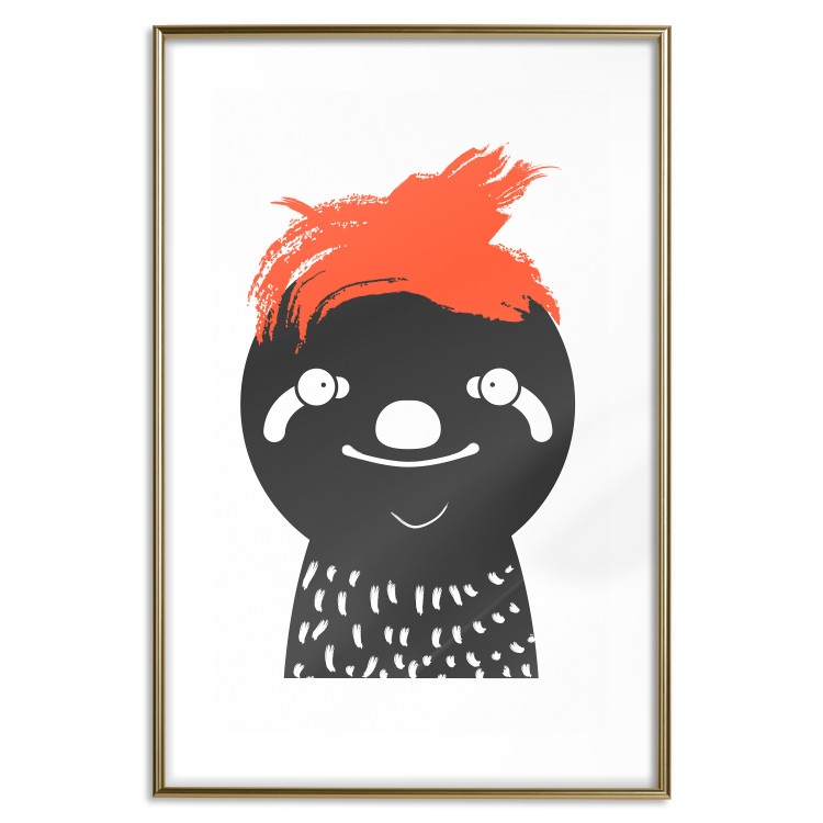 Wall Poster Crazy Sloth - funny gray animal with orange hair 122910 additionalImage 14