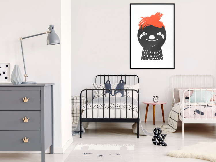 Wall Poster Crazy Sloth - funny gray animal with orange hair 122910 additionalImage 4