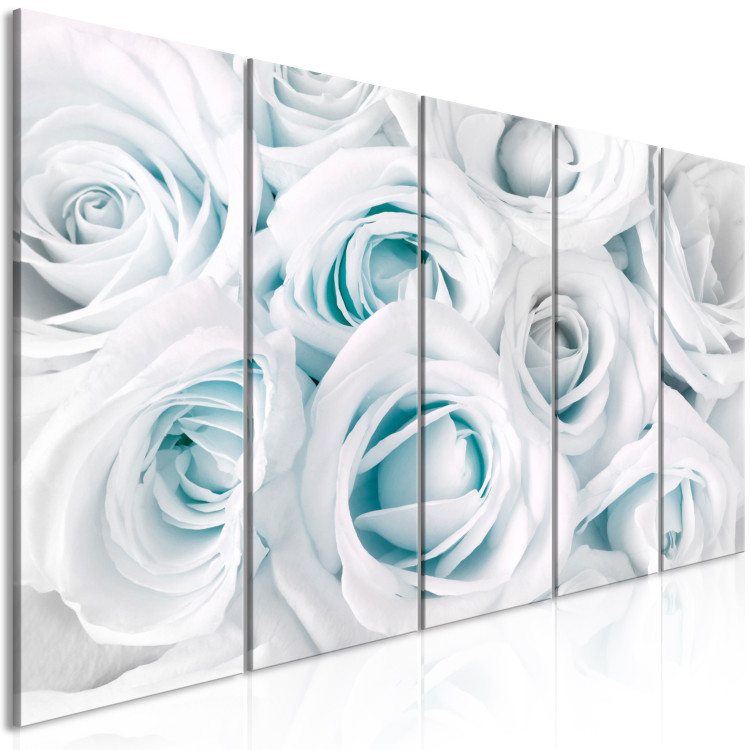 Canvas Art Print Rose bouquet - a five-piece composition with white rose buds 123210 additionalImage 2