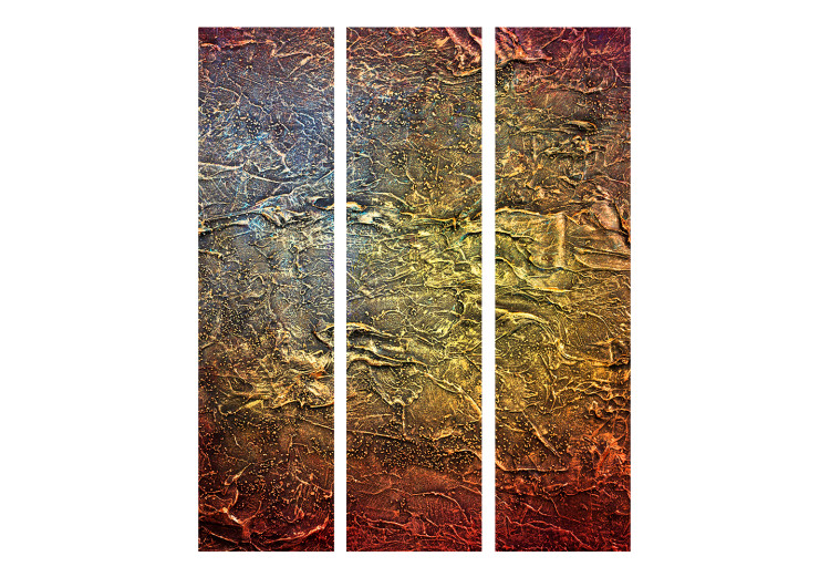 Room Divider Screen Red Gold (3-piece) - abstraction with irregular texture 124110 additionalImage 3