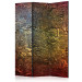 Room Divider Screen Red Gold (3-piece) - abstraction with irregular texture 124110