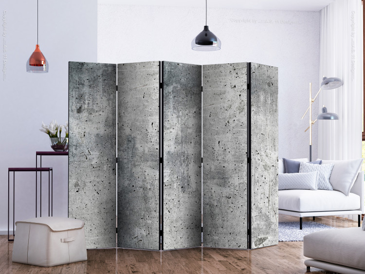 Folding Screen Fresh Concrete II (5-piece) - industrial background in shades of gray 124310 additionalImage 2
