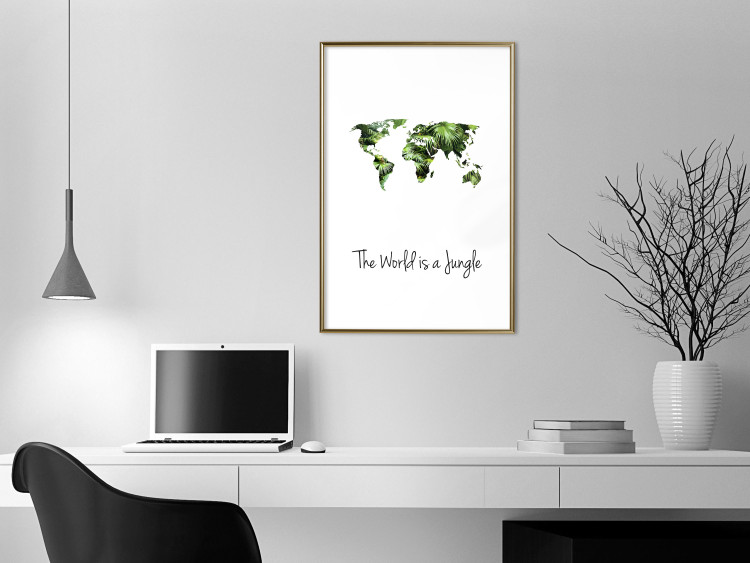 Poster The World is a Jungle - text under a tropical world map on a white background 125410 additionalImage 13