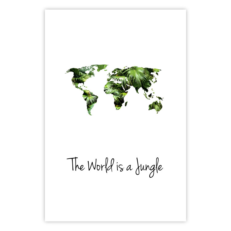 Poster The World is a Jungle - text under a tropical world map on a white background 125410 additionalImage 19