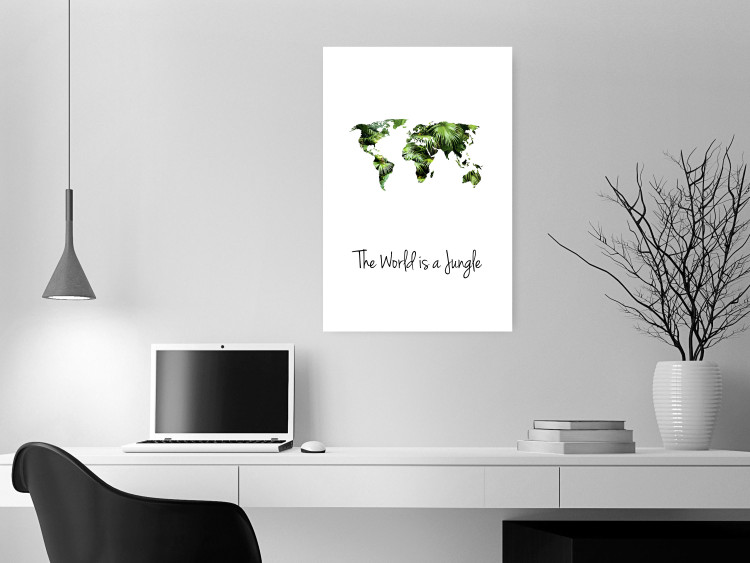 Poster The World is a Jungle - text under a tropical world map on a white background 125410 additionalImage 2
