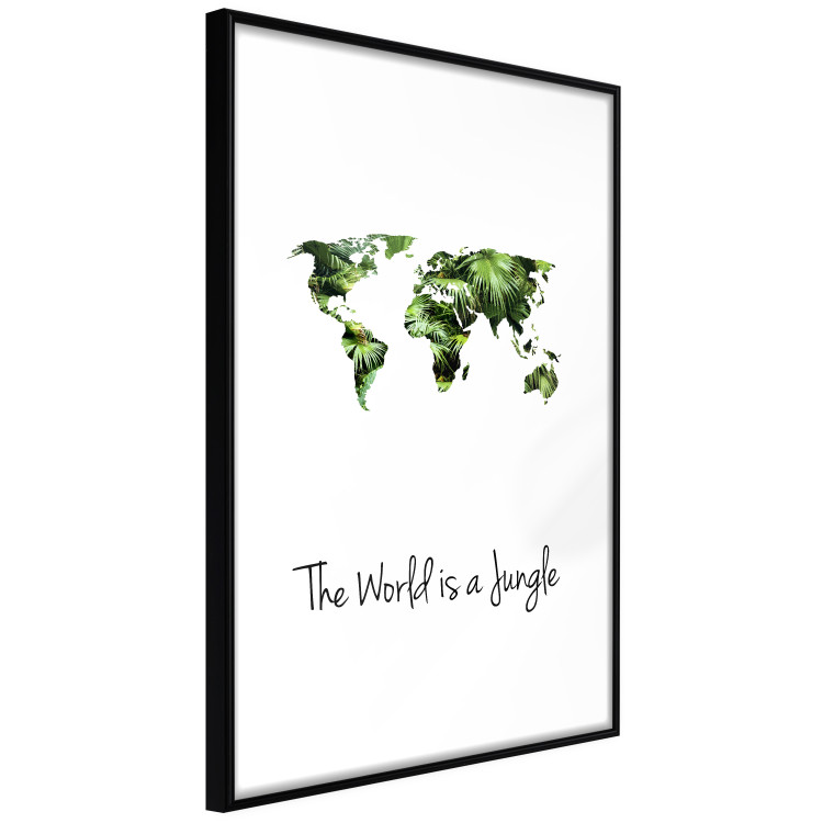 Poster The World is a Jungle - text under a tropical world map on a white background 125410 additionalImage 13