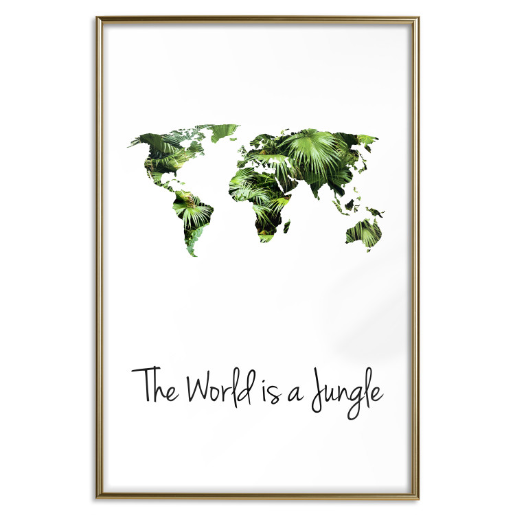 Poster The World is a Jungle - text under a tropical world map on a white background 125410 additionalImage 16
