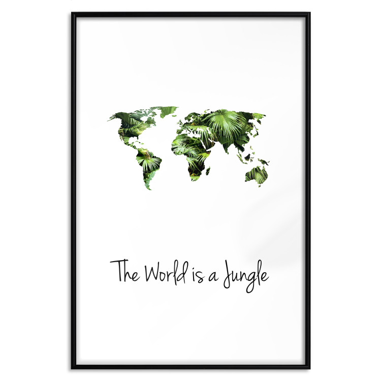 Poster The World is a Jungle - text under a tropical world map on a white background 125410 additionalImage 17