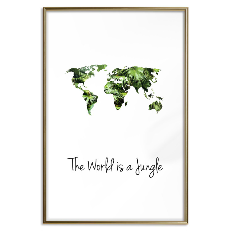 Poster The World is a Jungle - text under a tropical world map on a white background 125410 additionalImage 14