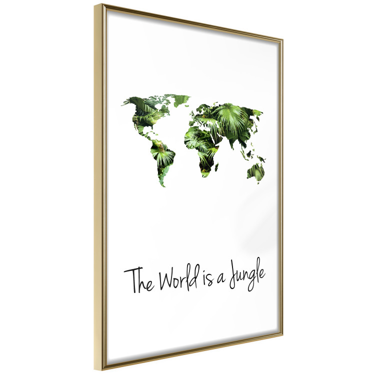 Poster The World is a Jungle - text under a tropical world map on a white background 125410 additionalImage 14