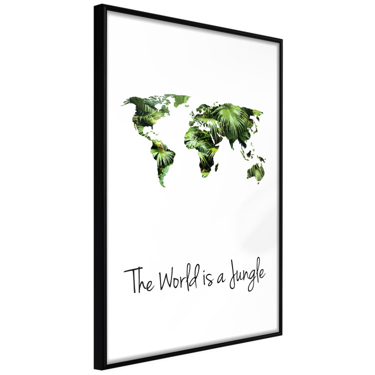 Poster The World is a Jungle - text under a tropical world map on a white background 125410 additionalImage 12