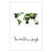 Poster The World is a Jungle - text under a tropical world map on a white background 125410