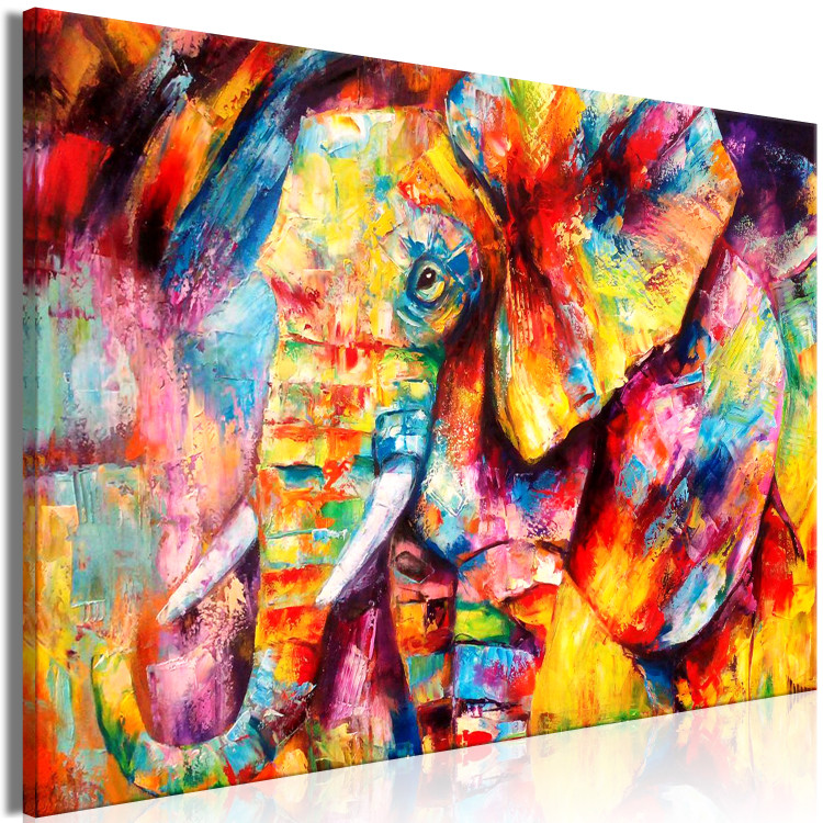 Canvas Art Print Hot Africa (1-part) wide - large colorful elephant in abstraction 127310 additionalImage 2