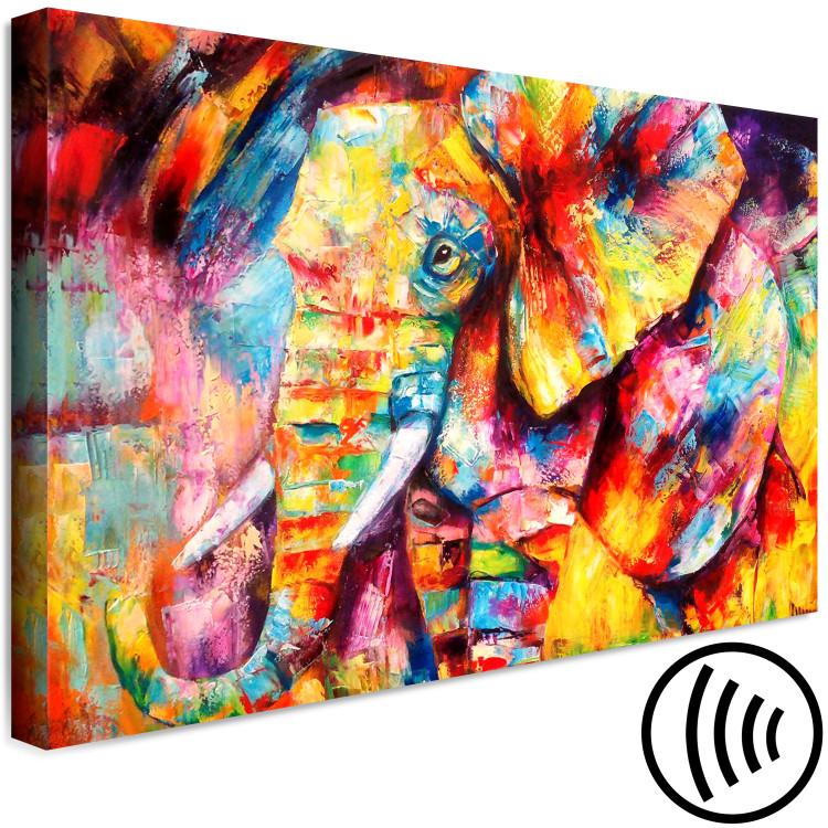 Canvas Art Print Hot Africa (1-part) wide - large colorful elephant in abstraction 127310 additionalImage 6