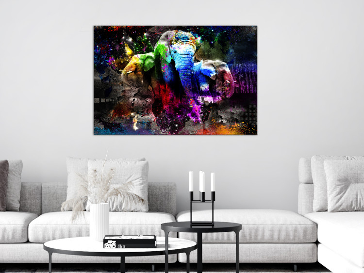 Canvas Art Print Colorful Elephants (1 Part) Wide 128410 additionalImage 3
