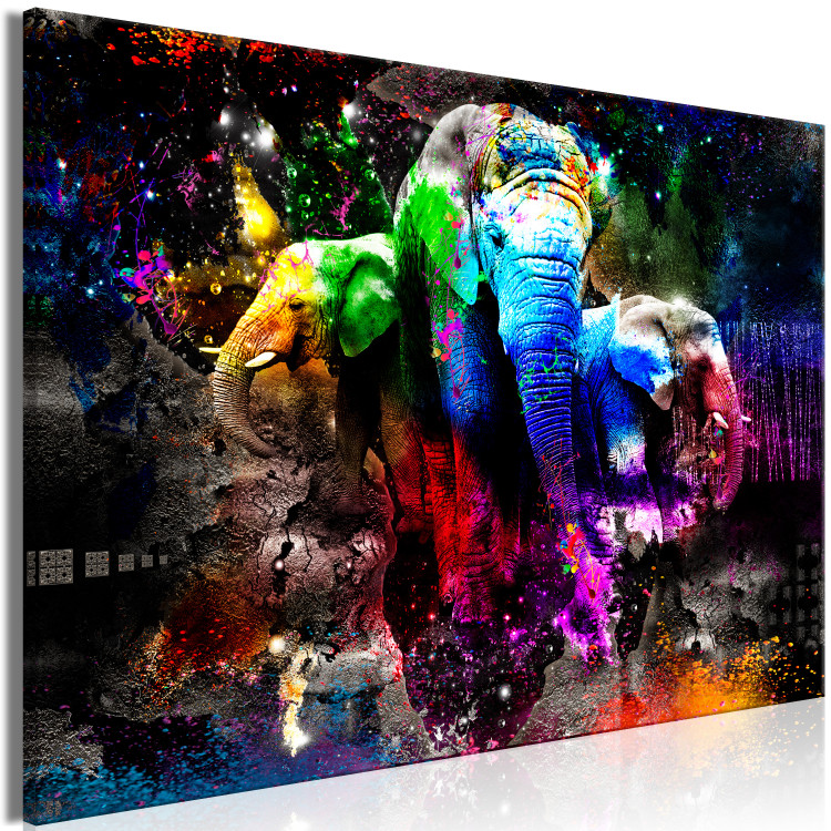 Canvas Art Print Colorful Elephants (1 Part) Wide 128410 additionalImage 2
