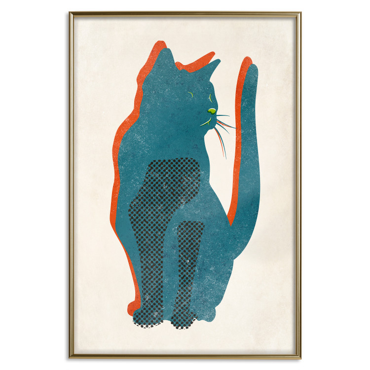 Wall Poster Feline Moods - abstract two-color cat on light beige background 129610 additionalImage 21