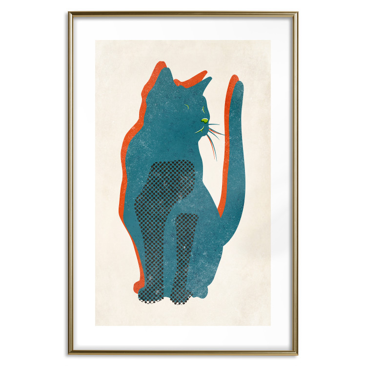 Wall Poster Feline Moods - abstract two-color cat on light beige background 129610 additionalImage 16