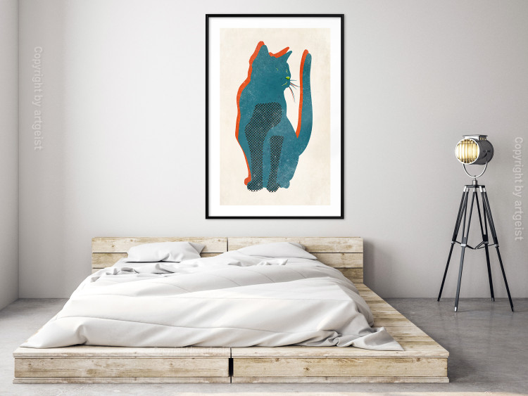 Wall Poster Feline Moods - abstract two-color cat on light beige background 129610 additionalImage 23