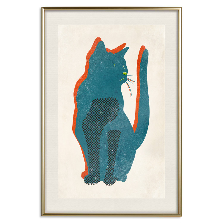 Wall Poster Feline Moods - abstract two-color cat on light beige background 129610 additionalImage 20