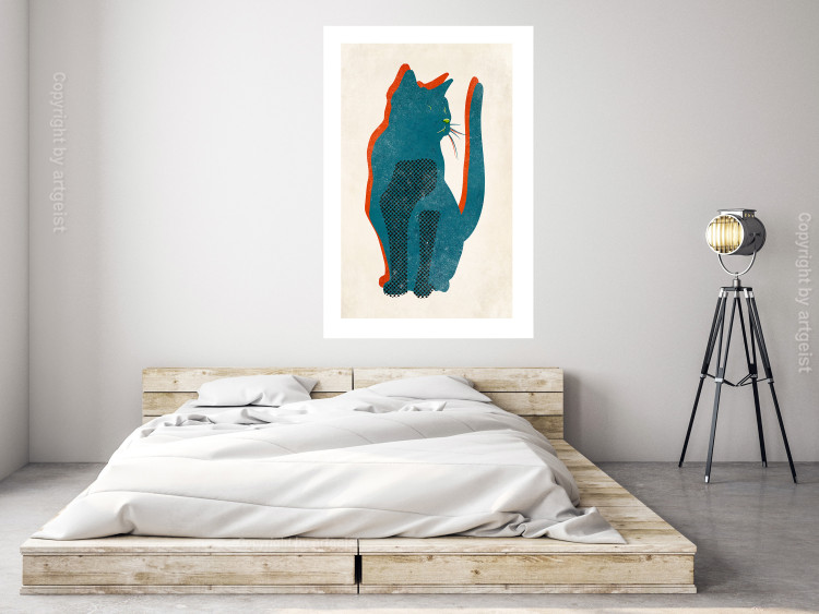 Wall Poster Feline Moods - abstract two-color cat on light beige background 129610 additionalImage 3