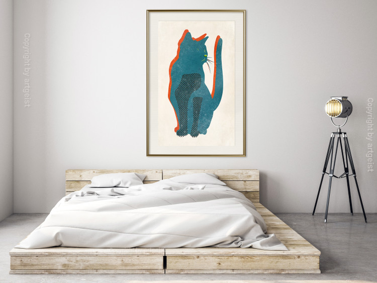 Wall Poster Feline Moods - abstract two-color cat on light beige background 129610 additionalImage 22
