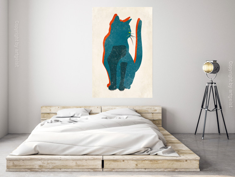 Wall Poster Feline Moods - abstract two-color cat on light beige background 129610 additionalImage 2