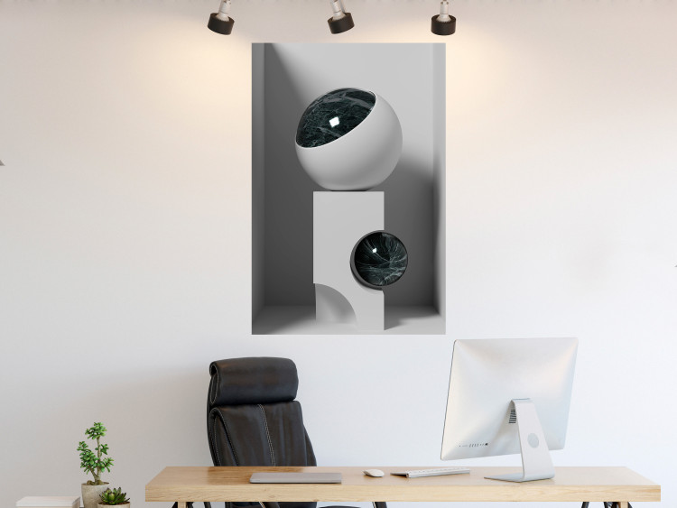Poster Glass Eye - abstract shapes with dark accents on a light background 129910 additionalImage 2