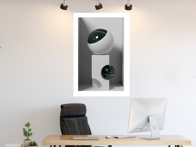 Poster Glass Eye - abstract shapes with dark accents on a light background 129910 additionalImage 3
