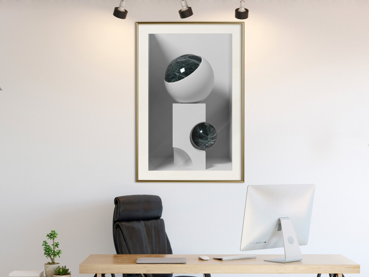 Poster Glass Eye - abstract shapes with dark accents on a light background 129910 additionalImage 22