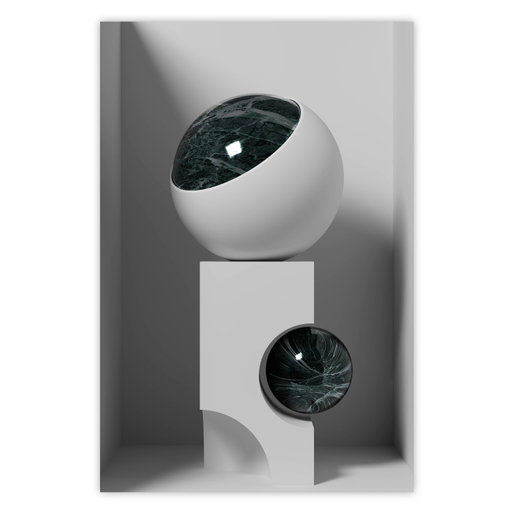 Poster Glass Eye - abstract shapes with dark accents on a light background 129910