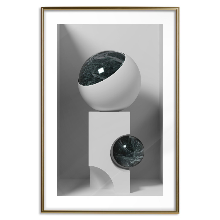 Poster Glass Eye - abstract shapes with dark accents on a light background 129910 additionalImage 16