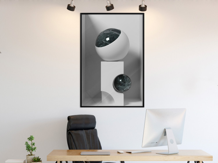 Poster Glass Eye - abstract shapes with dark accents on a light background 129910 additionalImage 6