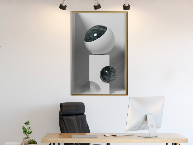 Poster Glass Eye - abstract shapes with dark accents on a light background 129910 additionalImage 5