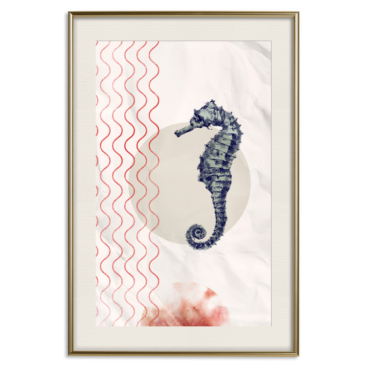 Wall Poster Underwater Steed - animal against a background of waves and circles in an abstract motif 131810 additionalImage 20