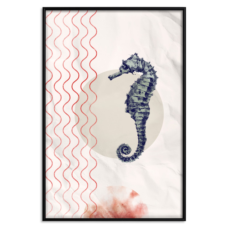 Wall Poster Underwater Steed - animal against a background of waves and circles in an abstract motif 131810 additionalImage 16