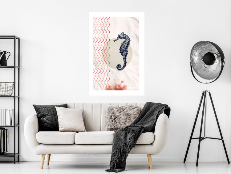 Wall Poster Underwater Steed - animal against a background of waves and circles in an abstract motif 131810 additionalImage 5