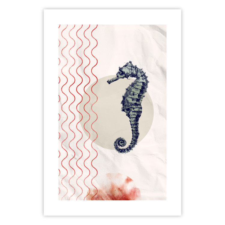 Wall Poster Underwater Steed - animal against a background of waves and circles in an abstract motif 131810 additionalImage 25