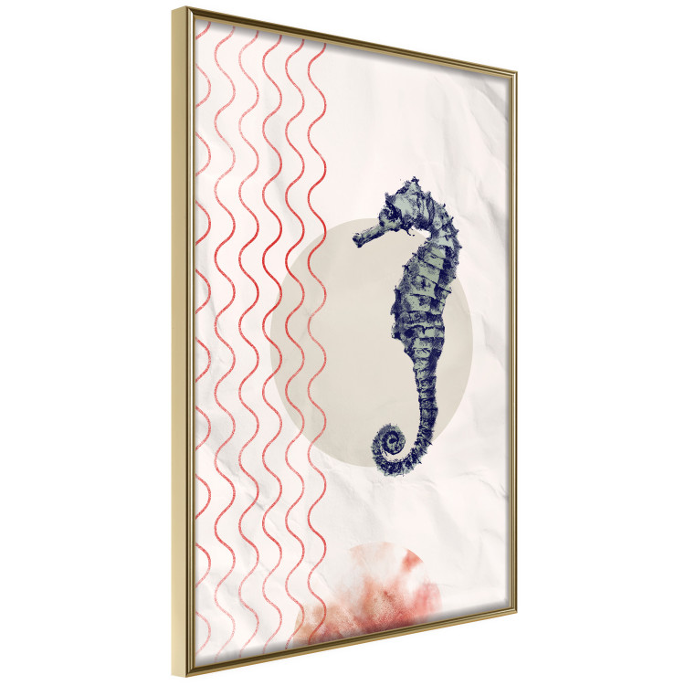Wall Poster Underwater Steed - animal against a background of waves and circles in an abstract motif 131810 additionalImage 14