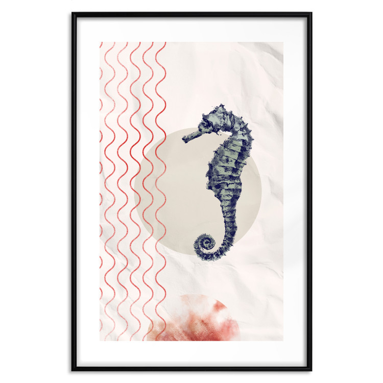 Wall Poster Underwater Steed - animal against a background of waves and circles in an abstract motif 131810 additionalImage 15