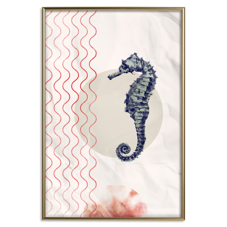 Wall Poster Underwater Steed - animal against a background of waves and circles in an abstract motif 131810 additionalImage 17