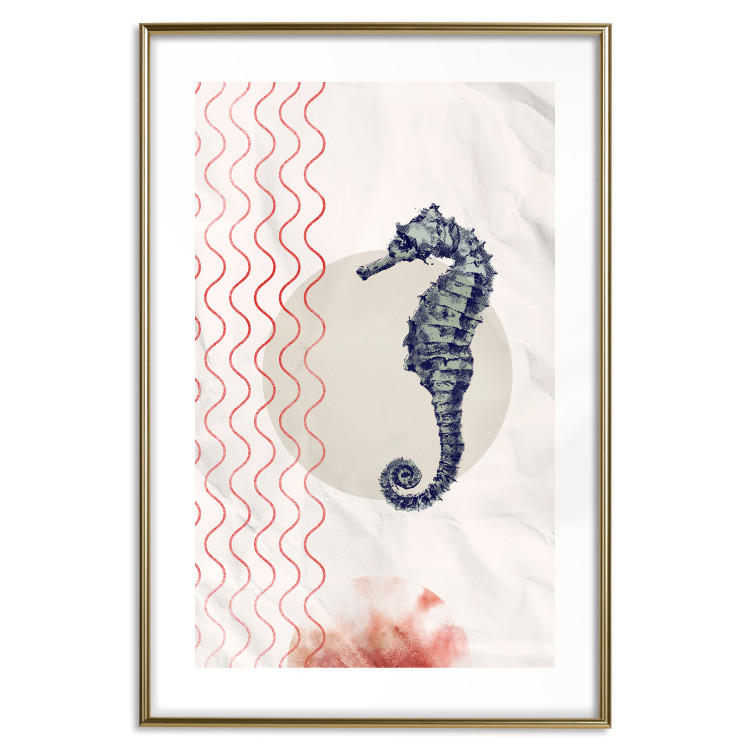 Wall Poster Underwater Steed - animal against a background of waves and circles in an abstract motif 131810 additionalImage 14